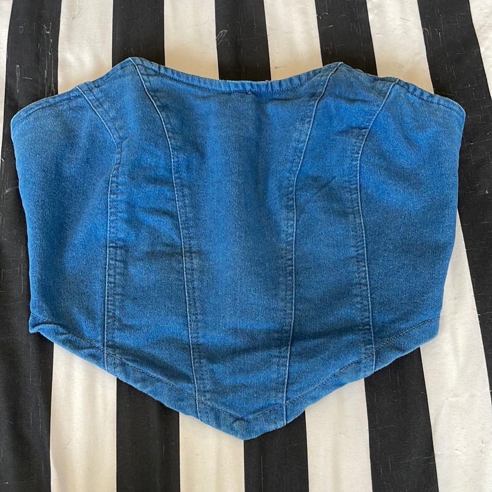 Cute!!! Denim Strapless Crop Top NWT